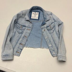abercrombie kids light blue cropped denim jacket